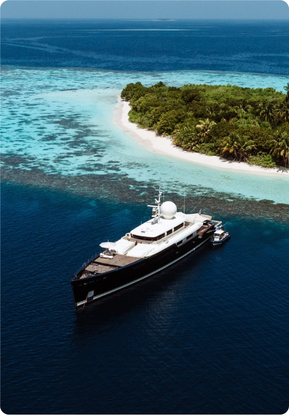 Bualume yacht beside a tropical island